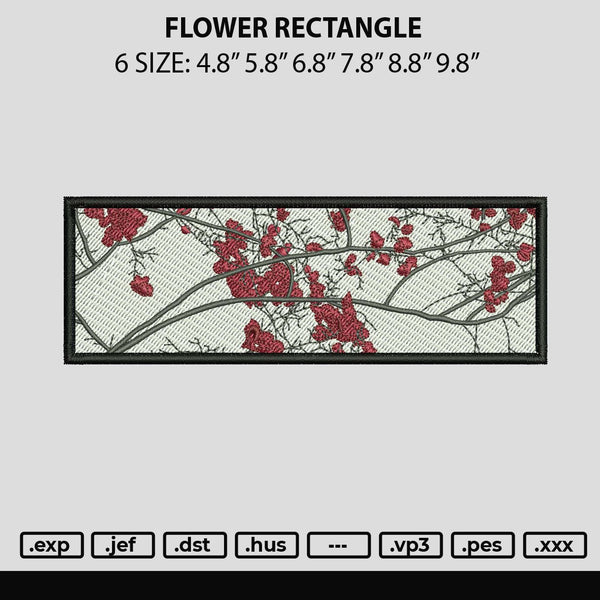 Flower Rectangle Embroidery File 6 sizes