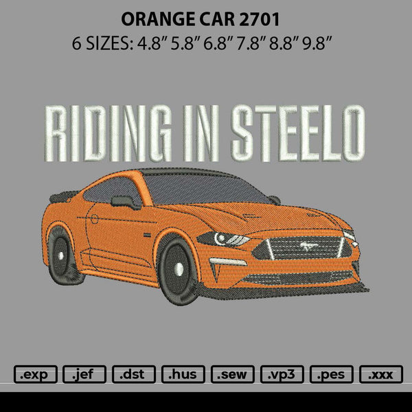 Orange Car 2701 Embroidery File 6 sizes