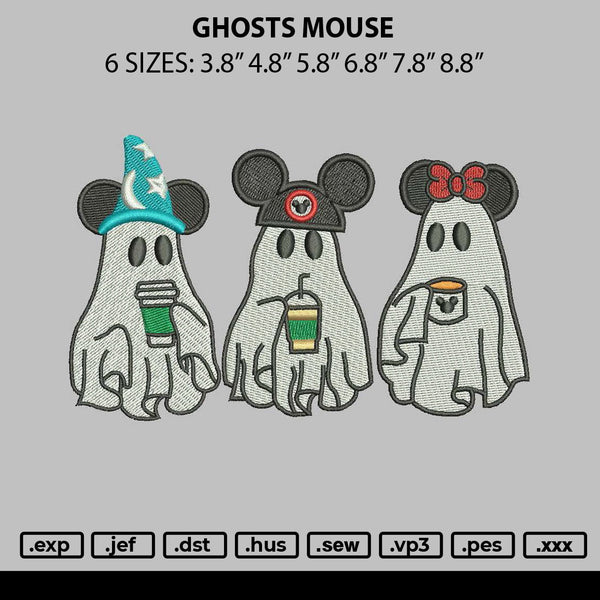 Ghosts Mouse Embroidery File 6 sizes