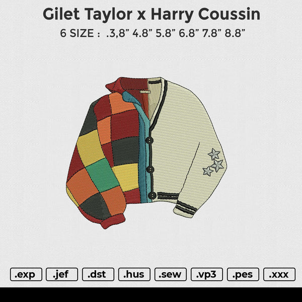 Gilet Taylor x Harry Coussin Embroidery File 6 size
