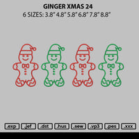 Ginger Xmas 24 Embroidery File 6 sizes