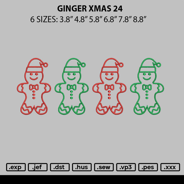 Ginger Xmas 24 Embroidery File 6 sizes