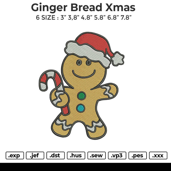 Ginger Bread Xmas Embroidery File 6 size