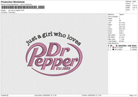 Girl Love Dr Pepper Embroidery File 6 size