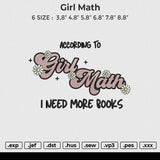 Girl math Embroidery File 6 size