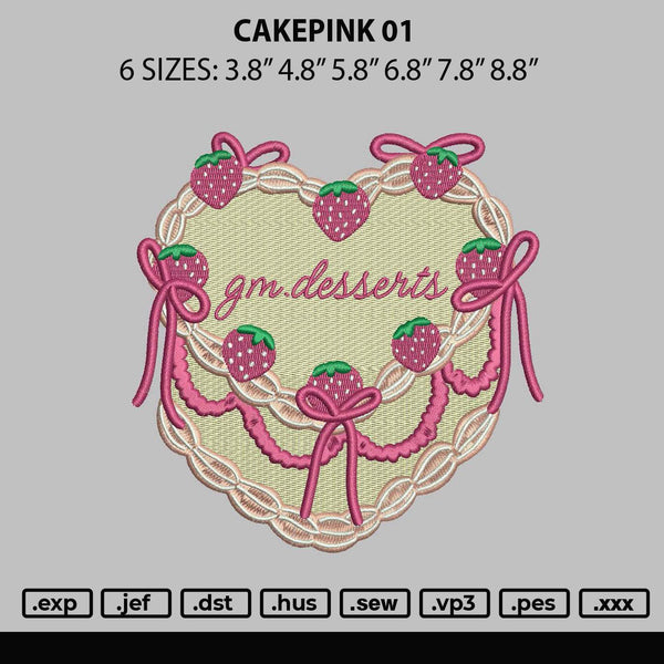 Cakepink 01 Embroidery File 6 sizes
