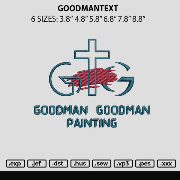 Goodmantext Embroidery File 6 sizes