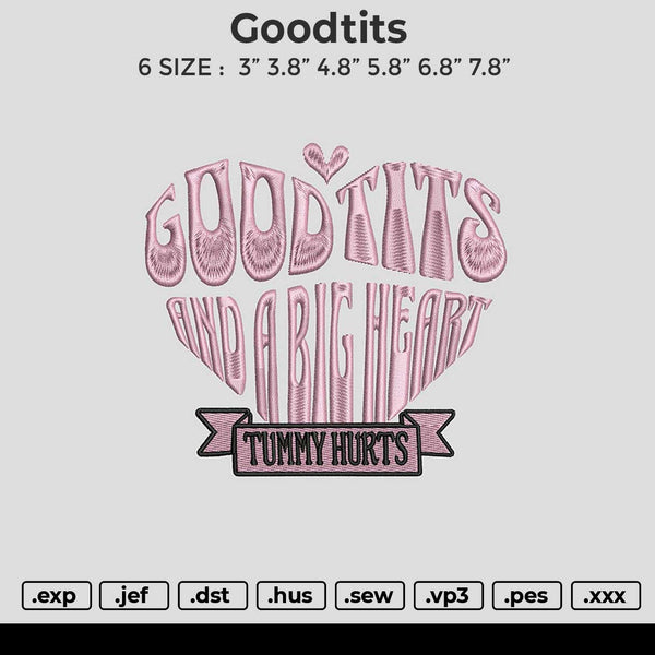 Goodtits Embroidery File 6 size