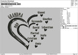 Grandma Family Text Embroidery File 6 sizes