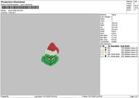 Grinch Head Small Embroidery File 6 sizes