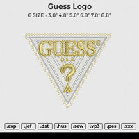 Guess logo Embroidery File 6 size