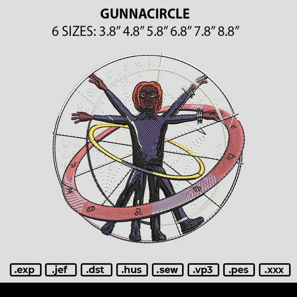 Gunnacircle Embroidery File 6 sizes