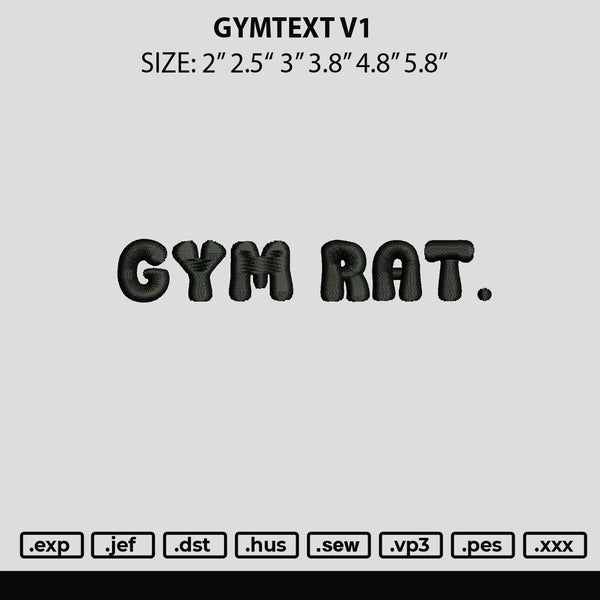 Gymtext V1 Embroidery File 6 sizes