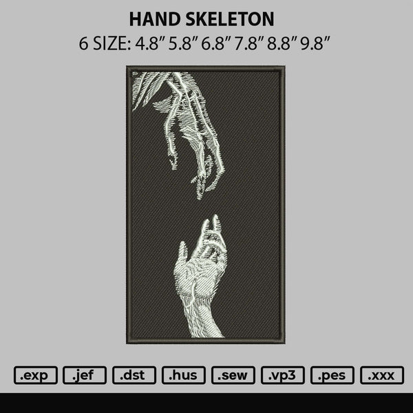 Hand Skelton Embroidery File 6 sizes