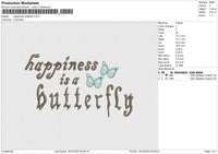 Happiness butterfly Embroidery File 6 size