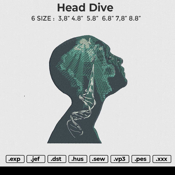 Head dive Embroidery File 6 size