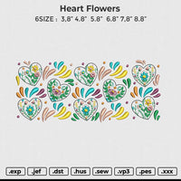 Heart Flowers Embroidery File 6 size