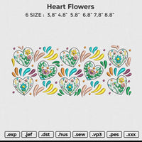 Heart Flowers Embroidery File 6 size