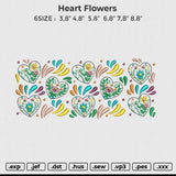 Heart Flowers Embroidery File 6 size