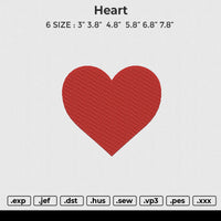 Heart love Embroidery File 6 size