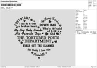 Heart Text 1505 Embroidery File 6 sizes