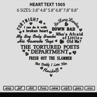 Heart Text 1505 Embroidery File 6 sizes