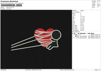 Heart web Embroidery File 6 size