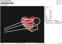 Heart web Embroidery File 6 size