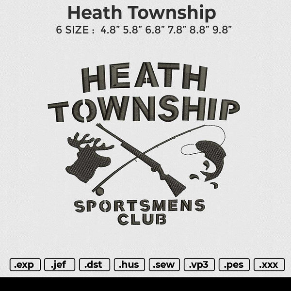 Heath Township Embroidery File 6 size