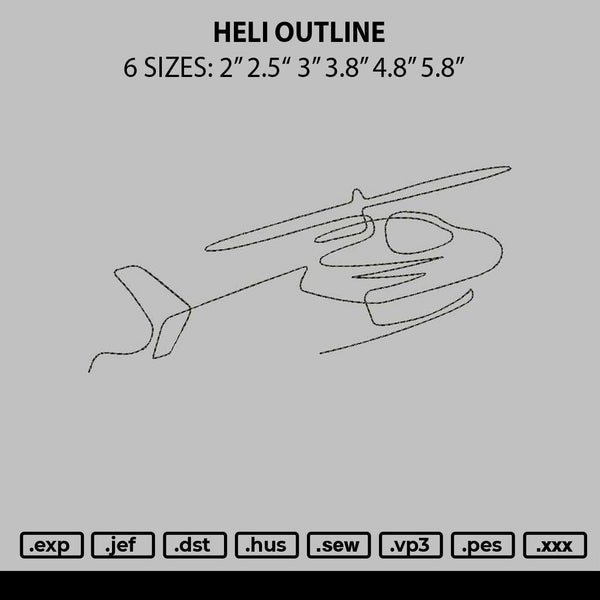 Heli Outline Embroidery File 6 sizes