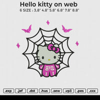 Hello Kitty On Web Embroidery File 6 size