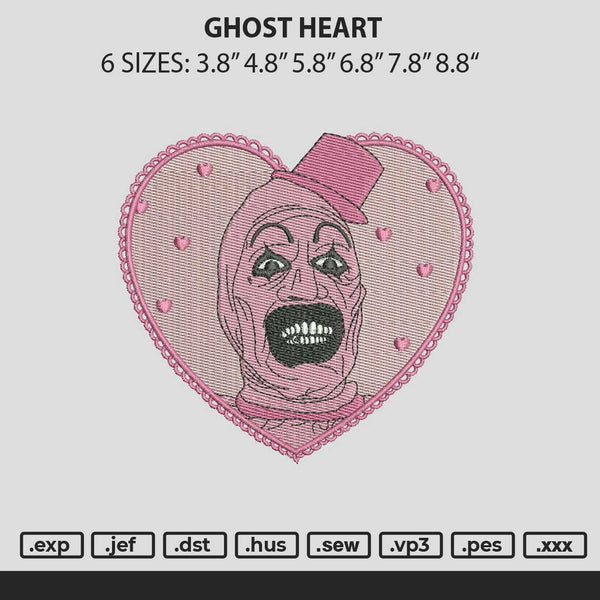 Ghost Heart Embroidery File 6 sizes