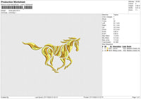Horse gold Embroidery File 6 size