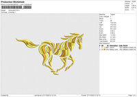 Horse gold Embroidery File 6 size