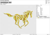 Horse gold Embroidery File 6 size