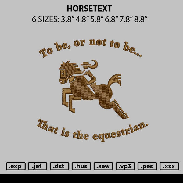 Horsetext Embroidery File 6 sizes