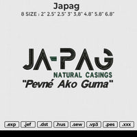 Japag Embroidery File 6 size