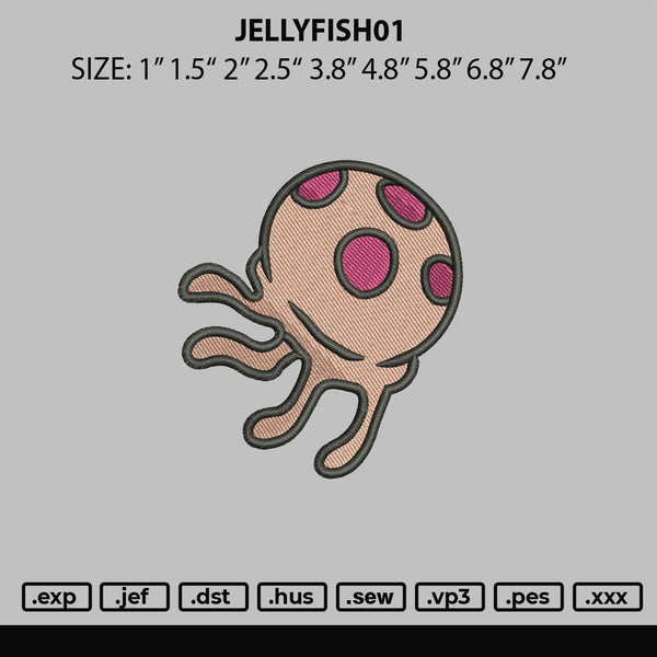 Jellyfish01 Embroidery File 6 sizes