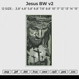 Jesus BW v2 Embroidery File 6 size