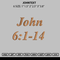 Johntext Embroidery File 6 sizes