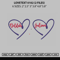 Lovetext 0102 Embroidery 2 Files