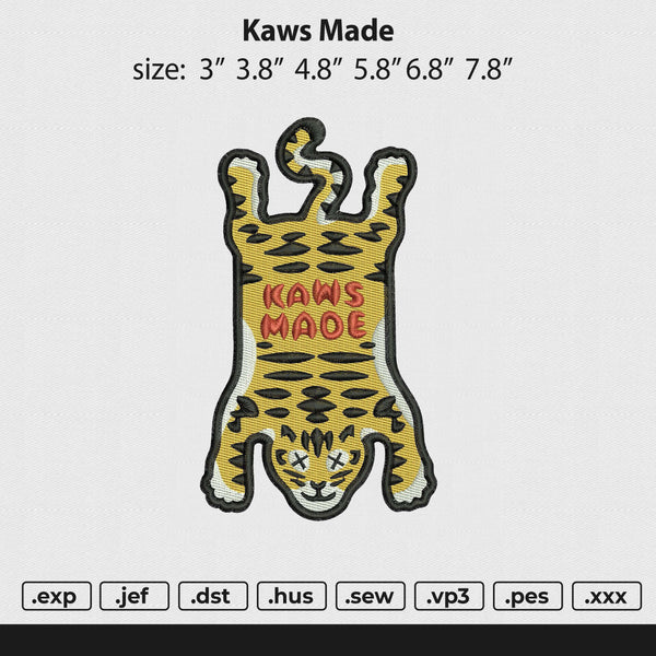 Kaws Made Embroidery File 6 size