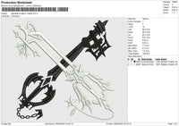 Keyblade kingdom hearts Embroidery File 6 size