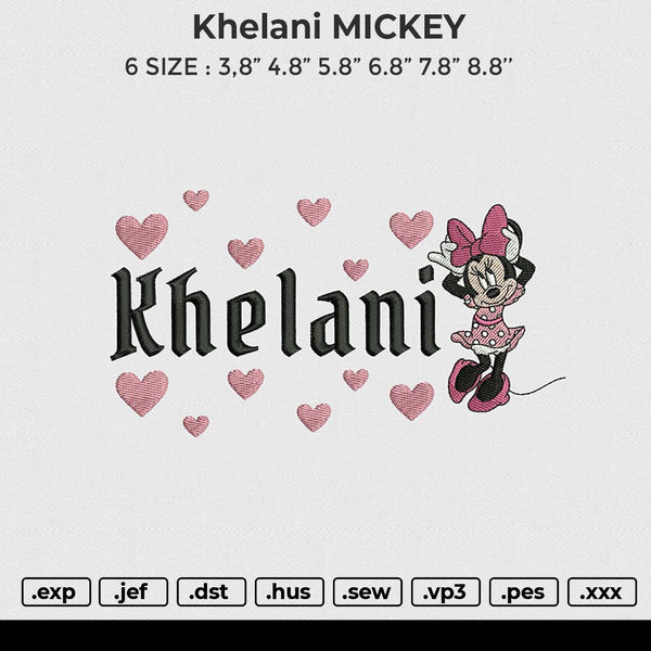 Khelani MICKEY Embroidery File 6 size