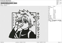 Killua nike bw Embroidery File 6  size