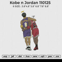 Kobe n Jordan 110125 Embroidery File 6 size