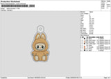 Bear Keychain V1 Embroidery File 6 sizes