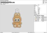 Bear Keychain V1 Embroidery File 6 sizes