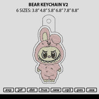 Bear Keychain V2 Embroidery File 6 sizes