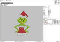 Ladygrinch 0109 Embroidery File 6 sizes